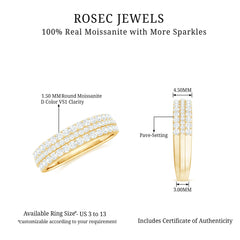 Round Cut Certified Moissanite Wedding Band