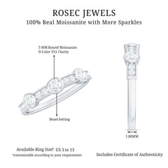 Certified Moissanite Semi Eternity Wedding Band Ring