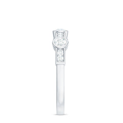 Certified Moissanite Semi Eternity Wedding Band Ring