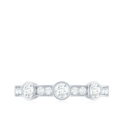 Certified Moissanite Semi Eternity Wedding Band Ring