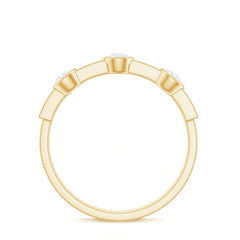 Certified Moissanite Semi Eternity Wedding Band Ring