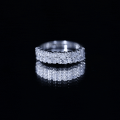 Double Row Moissanite Eternity Wedding Band