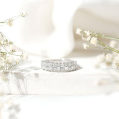 Double Row Moissanite Eternity Wedding Band