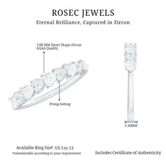 Simulated Diamond Heart Shape Half Eternity Ring
