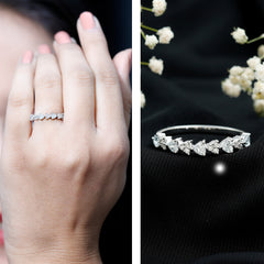 Simulated Diamond Heart Shape Half Eternity Ring