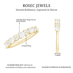 Simulated Diamond Heart Shape Half Eternity Ring