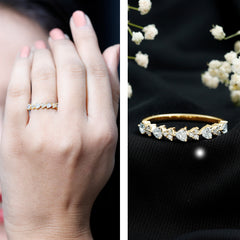 Simulated Diamond Heart Shape Half Eternity Ring