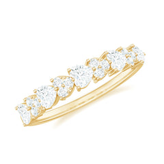 Heart Shaped Moissanite Half Eternity Band Ring