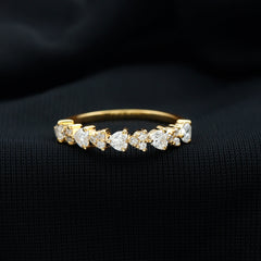 Heart Shaped Moissanite Half Eternity Band Ring