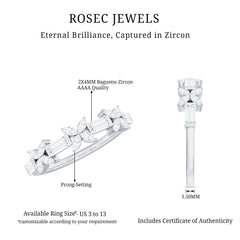 Marquise and Baguette Cut Simulated Diamond Flower Half Eternity Ring