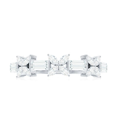 Marquise and Baguette Cut Simulated Diamond Flower Half Eternity Ring