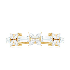 Marquise and Baguette Cut Simulated Diamond Flower Half Eternity Ring
