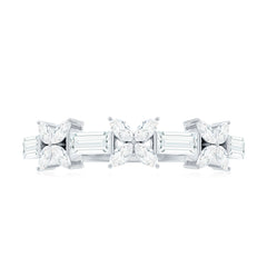 Moissanite Flower Wedding Band Ring with Certificate