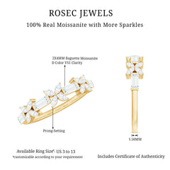 Moissanite Flower Wedding Band Ring with Certificate