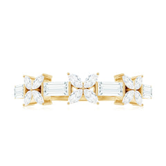 Moissanite Flower Wedding Band Ring with Certificate