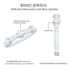 Round Cut Moissanite Half Eternity Band Ring