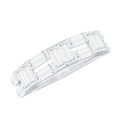 2.75 CT Baguette Cut Zircon Half Eternity Ring in Gold