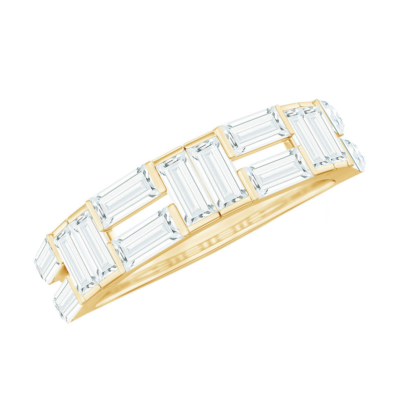 2.75 CT Baguette Cut Zircon Half Eternity Ring in Gold