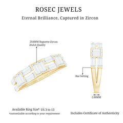 2.75 CT Baguette Cut Zircon Half Eternity Ring in Gold