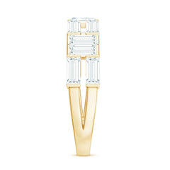 2.75 CT Baguette Cut Zircon Half Eternity Ring in Gold
