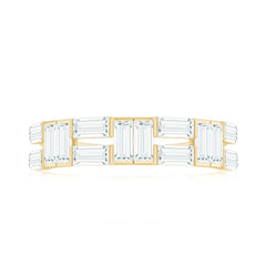 2.75 CT Baguette Cut Zircon Half Eternity Ring in Gold