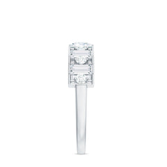 Baguette and Round Cut Zircon Classic Half Eternity Ring