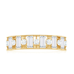 Baguette and Round Cut Zircon Classic Half Eternity Ring