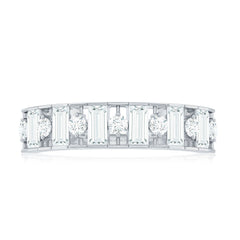Baguette and Round Cut Moissanite Stackable Eternity Band