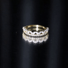 Marquise and Round Cut Zircon Half Eternity Stackable Ring
