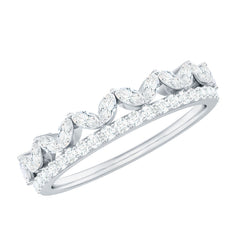 Marquise and Round Cut Zircon Half Eternity Stackable Ring