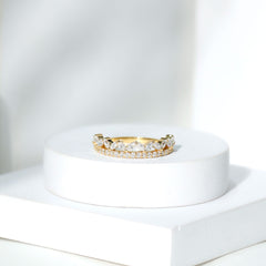 Marquise and Round Cut Zircon Half Eternity Stackable Ring