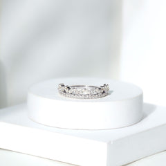 1 CT Moissanite Half Eternity Band Ring in Prong Setting