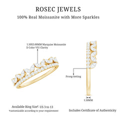 1 CT Moissanite Half Eternity Band Ring in Prong Setting