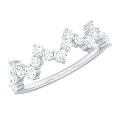 Round Simulated Diamond Zig Zag Half Eternity Ring