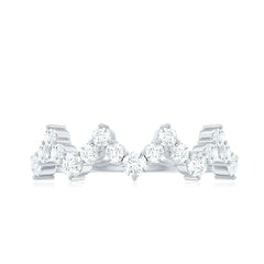 Round Simulated Diamond Zig Zag Half Eternity Ring