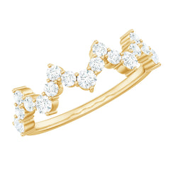 Round Simulated Diamond Zig Zag Half Eternity Ring