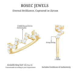 Round Simulated Diamond Zig Zag Half Eternity Ring