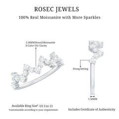 Zig Zag Style Moissanite Half Eternity Band Ring