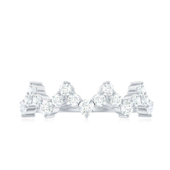 Zig Zag Style Moissanite Half Eternity Band Ring