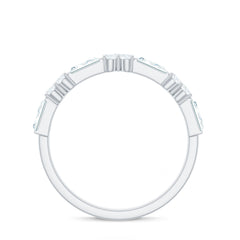 Certified Baguette and Round Moissanite Half Eternity Ring