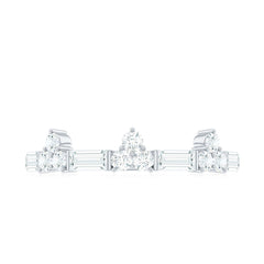 Certified Baguette and Round Moissanite Half Eternity Ring