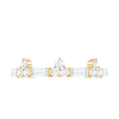 Certified Baguette and Round Moissanite Half Eternity Ring