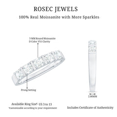 Round Cut Certified Moissanite Five Stone Anniversary Band for Men