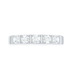 Round Cut Certified Moissanite Five Stone Anniversary Band for Men