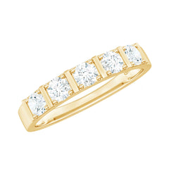 Round Cut Certified Moissanite Five Stone Anniversary Band for Men