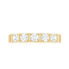 Round Cut Certified Moissanite Five Stone Anniversary Band for Men