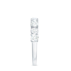 Certified Round Cut Moissanite Half Eternity Band Ring