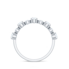 Certified Round Cut Moissanite Half Eternity Band Ring