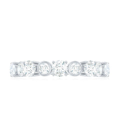 Certified Round Cut Moissanite Half Eternity Band Ring