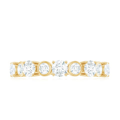 Certified Round Cut Moissanite Half Eternity Band Ring